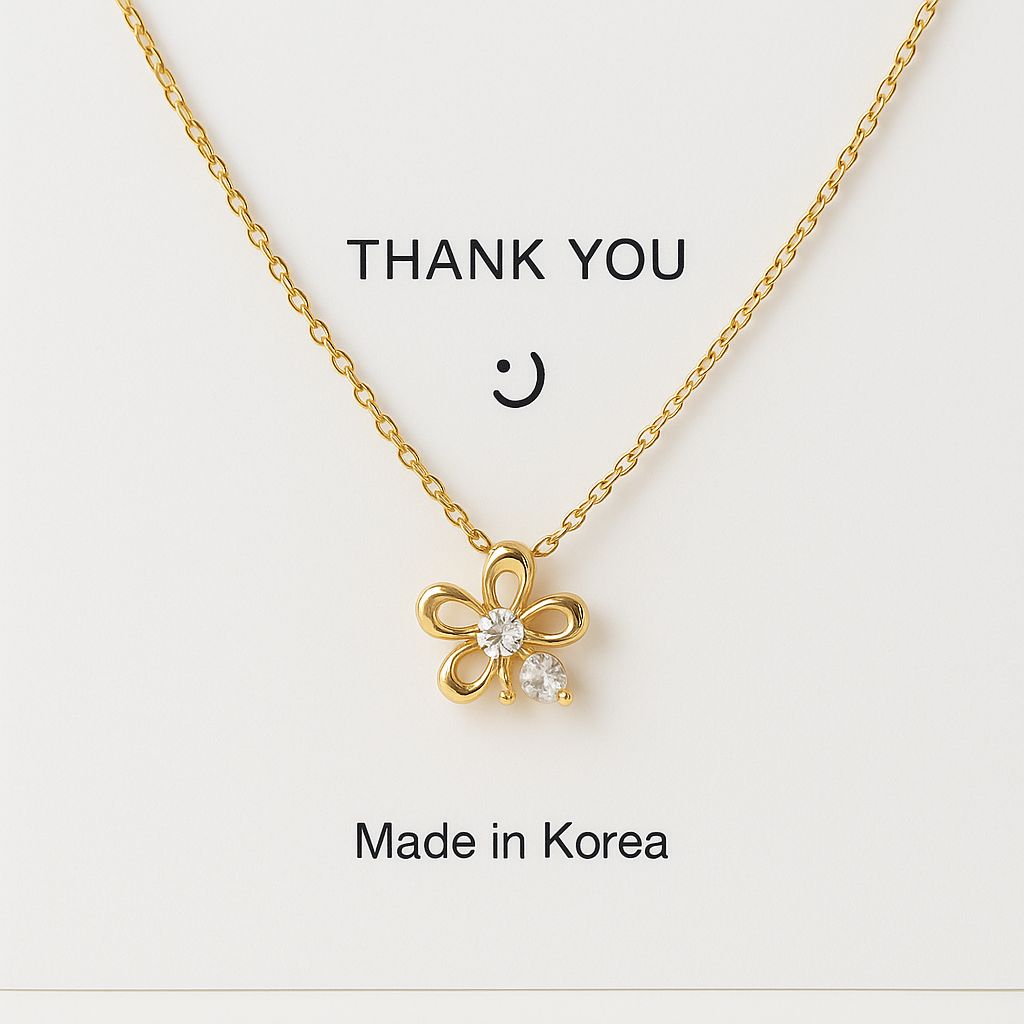 Flower petal with stone charm Pendant