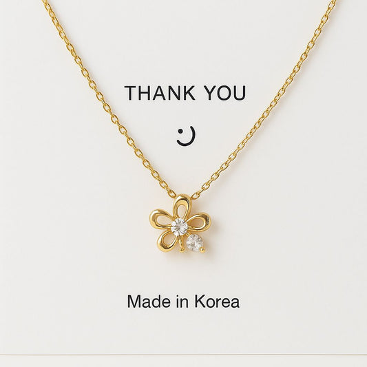 Flower petal with stone charm Pendant